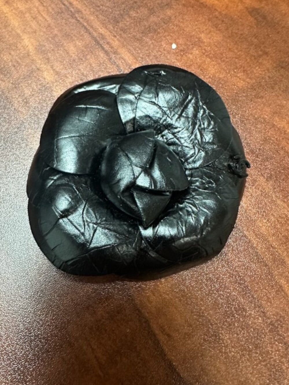 Vintage Chanel Leather Camellia Brooch